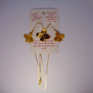 Japanize Ginko 24k gold plated set of necklace and earings